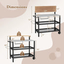 Rolling Bar Cart with Flip-up Table and Hooks for Kitchen by LJGDeals