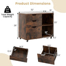 3-Drawer File Cabinet with Adjustable Shelf and Wheels for Letter by LJGDeals