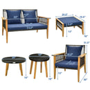 7 Piece Outdoor Conversation Set with Stable Acacia Wood Frame Cozy Seat & Back Cushions-Navy by LJGDeals
