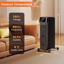 1500W Oil Filled Radiator Heater with Remote Control 3 Modes 24H Timer by LJGDeals