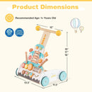 Wooden Baby Walker with Adjustable Heights and Smooth Wheels-White by LJGDeals