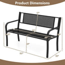 50 Inches Garden Bench with Patterned Backrest and Curved Armrests-Black by LJGDeals