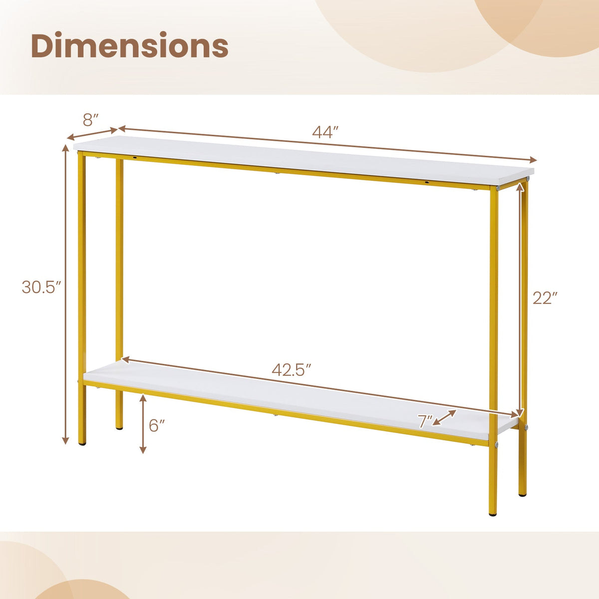 44 Inch Console Table with Shelf with Dual Anti-Tipping Kits, photo 9 of 16