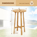 24 Inch Teak Wood Round Bar Table with Footrest for Indoors Outdoors by LJGDeals