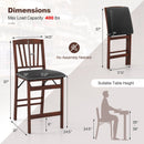 Set of 2 Counter Height Chairs Folding Kitchen Island Stool with Padded Seat-Brown by LJGDeals