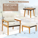 5 Piece Rattan Furniture Set with Square Coffee Table-White by LJGDeals