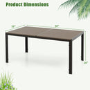 59 x 35 Inch Large Outdoor Rectangle Dining Table with Metal Legs by LJGDeals