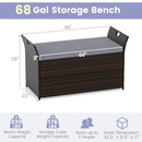 Outdoor Bench with Hand-woven PE Rattan Wicker and Side Handles-Gray by LJGDeals
