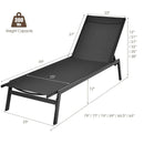 Outdoor Reclining Chaise Lounge Chair with 6-Position Adjustable Back by LJGDeals
