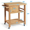 Bamboo Kitchen Trolley Cart with Tower Rack and Drawers by LJGDeals