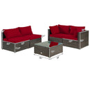 5 Pieces Cushioned Patio Rattan Furniture Set with Glass Table by LJGDeals
