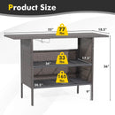 Outdoor Wicker Bar Table with 2 Metal Mesh Shelves by LJGDeals