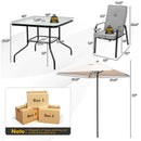 6 Pieces Patio Dining Set with Umbrella and Stackable Cushioned Chairs by LJGDeals