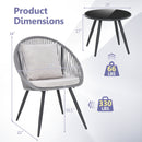 3 Piece Patio Furniture Set with Seat and Back Cushions-Gray by LJGDeals