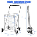 Portable Folding Shopping Cart Utility for Grocery Laundry-Silver by DirectDeals