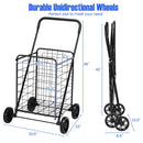 Portable Folding Shopping Cart Utility for Grocery Laundry-Black by DirectDeals