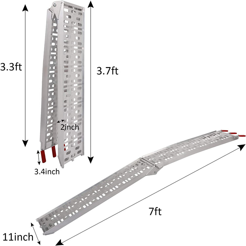 2 PC 7.5' Folding Pickup Truck Aluminum Ramps Loading Ramps for Trucks, 1500lbs Capacity