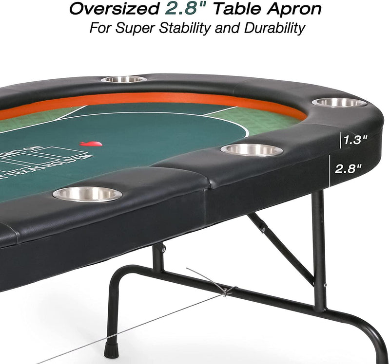 8 Players Foldable Texas Holdem Poker Table, Casino Table for Blackjack Board Game