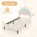 Upholstered LED Bed Frame with Adjustable Flower Headboard and Metal Support Feet-Twin Size by DirectDeals