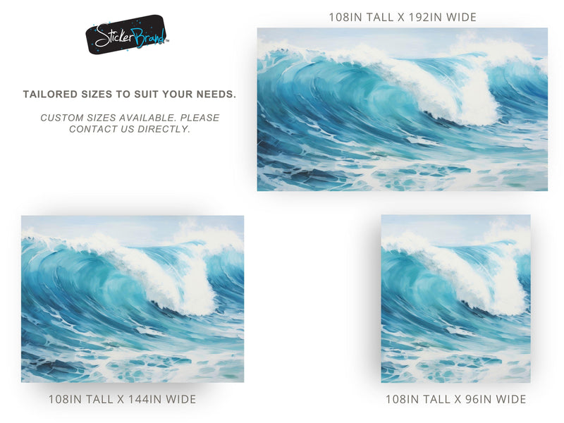 Artistic Painting of Blue Ocean Wave Wall Mural.