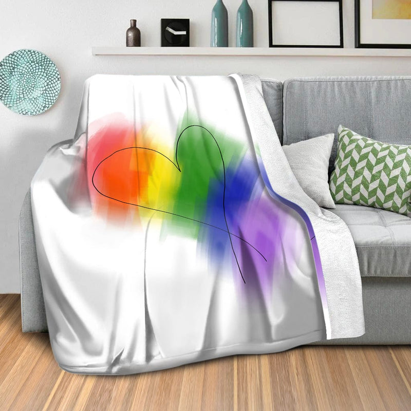 Sketched Rainbow Heart Blanket