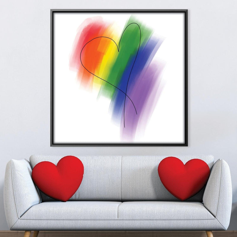 Sketched Rainbow Heart Canvas