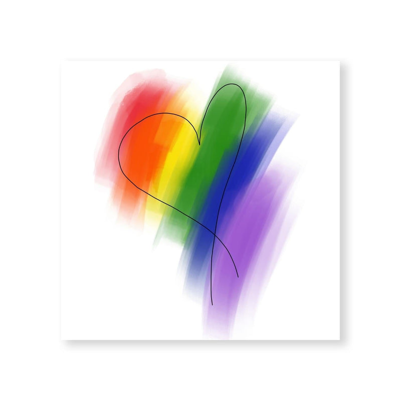 Sketched Rainbow Heart Canvas