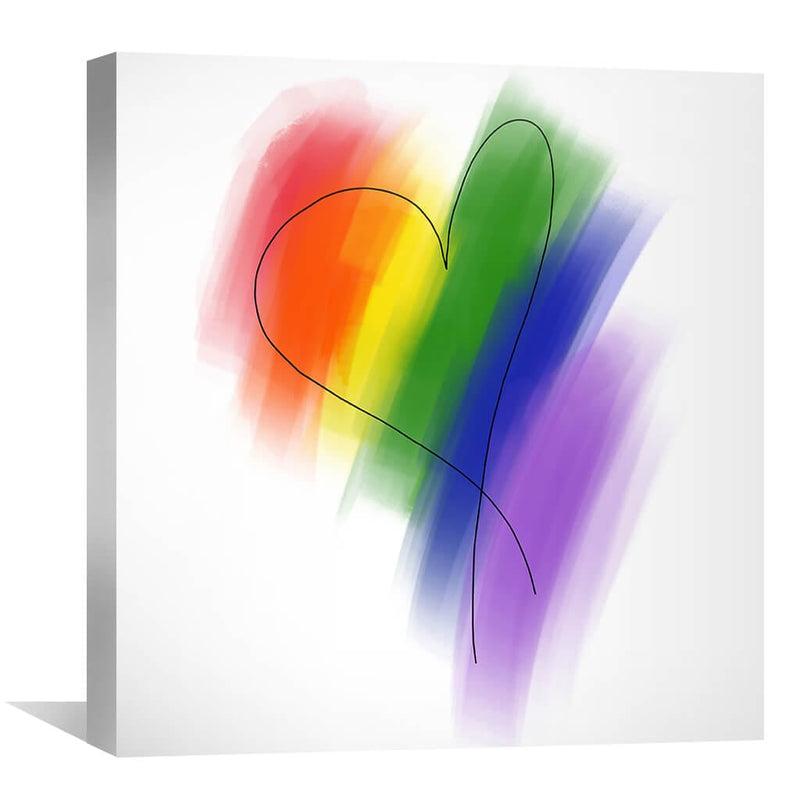 Sketched Rainbow Heart Canvas