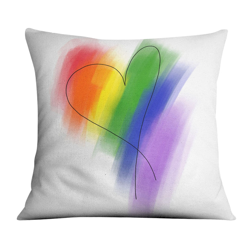 Sketched Rainbow Heart Cushion