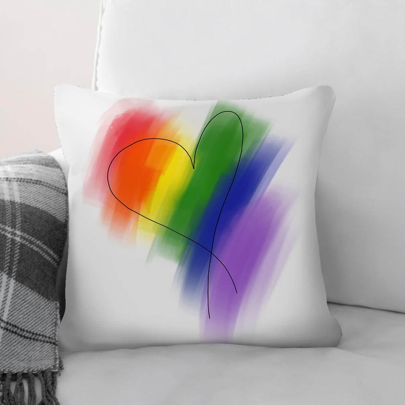 Sketched Rainbow Heart Cushion