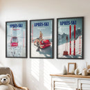 Girly Après Ski Set of 3 Posters. Chic Ski Resort Wall Decor by Wall Art Set