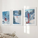 Snowy Mountain Wall Art Set: Skier, Red Skis, Snowy Trees by Wall Art Set