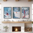 Snowy Mountain Wall Art Set: Skier, Red Skis, Snowy Trees by Wall Art Set