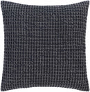 Skipperville Textured Black Woven Square Throw Pillow