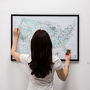 Wooden Canvas USA Map - Sky Blue
