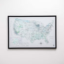 Wooden Canvas USA Map - Sky Blue