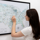 Wooden Canvas USA Map - Sky Blue