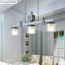 GobekUsa Sky Blue Dual Cylinder Parlor Island Pendant Lamp with Clear and Frosted Glass - 3 Bulbs