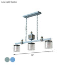 GobekUsa Sky Blue Dual Cylinder Parlor Island Pendant Lamp with Clear and Frosted Glass - 3 Bulbs