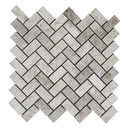Sky Blue Honed Herringbone 1x2 Marble Mosaics 11x11