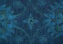 Sky Custom Made Blue Traditional Oushak Design Overdyed Wool Rug