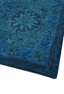 Sky Custom Made Blue Traditional Oushak Design Overdyed Wool Rug