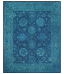 Sky Custom Made Blue Traditional Oushak Design Overdyed Wool Rug