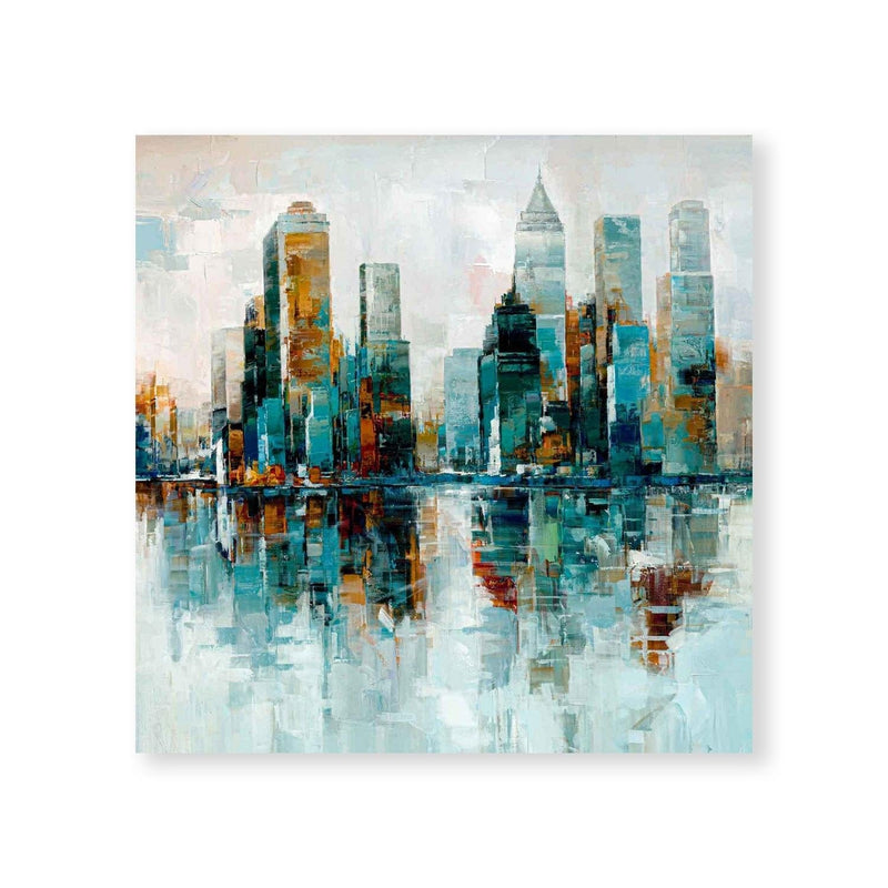 Sky Scraper Reflection Oil Painting