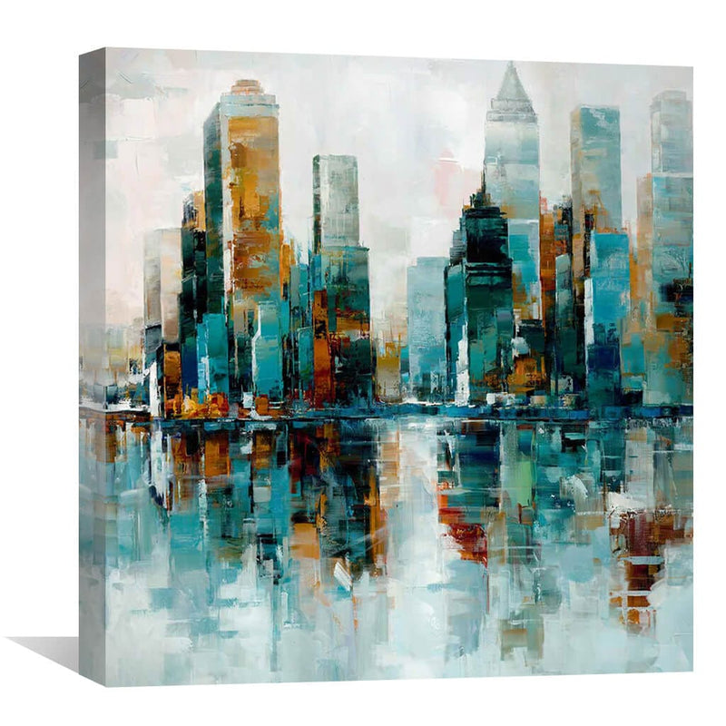 Sky Scraper Reflection Oil Painting