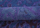 Sky Traditional Design Purple Hand Tufted Overdyed Wool Rug