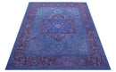 Sky Traditional Design Purple Hand Tufted Overdyed Wool Rug