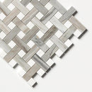 Skyline, Snow White Polished Basket Weave 1x3 Marble Mosaics 12x12