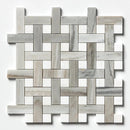 Skyline, Snow White Polished Basket Weave 1x3 Marble Mosaics 12x12