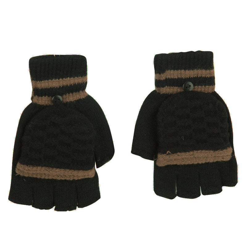 Men's Striped Fingerless Flip Top Glove